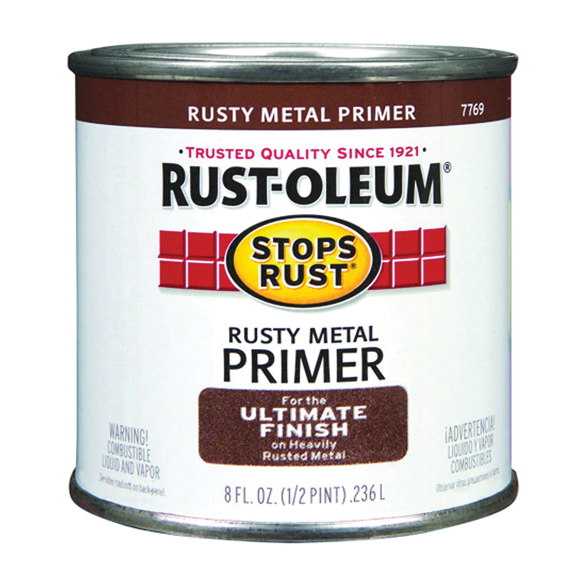 RUST-OLEUM STOPS RUST 7769730 Rusty Metal Primer, Flat, Rusty Metal Primer, 0.5 pt