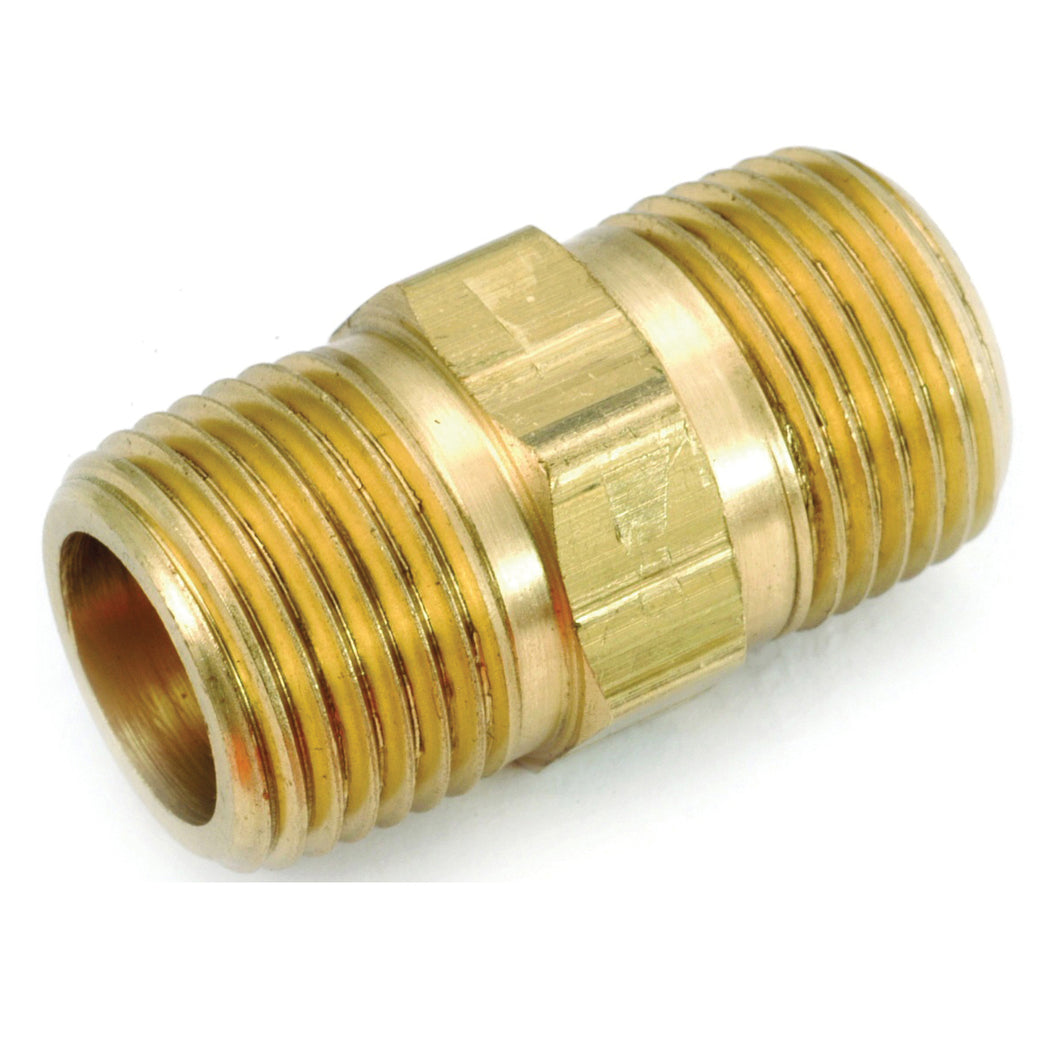 Anderson Metals 756122-06 Pipe Nipple, 3/8 in, MPT, Brass, 1.1 in L