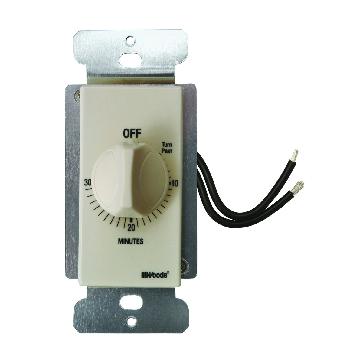 Woods 59715 Countdown Timer, 20 A, 125 V, 2500 W, 30 min Time Setting, Light Almond