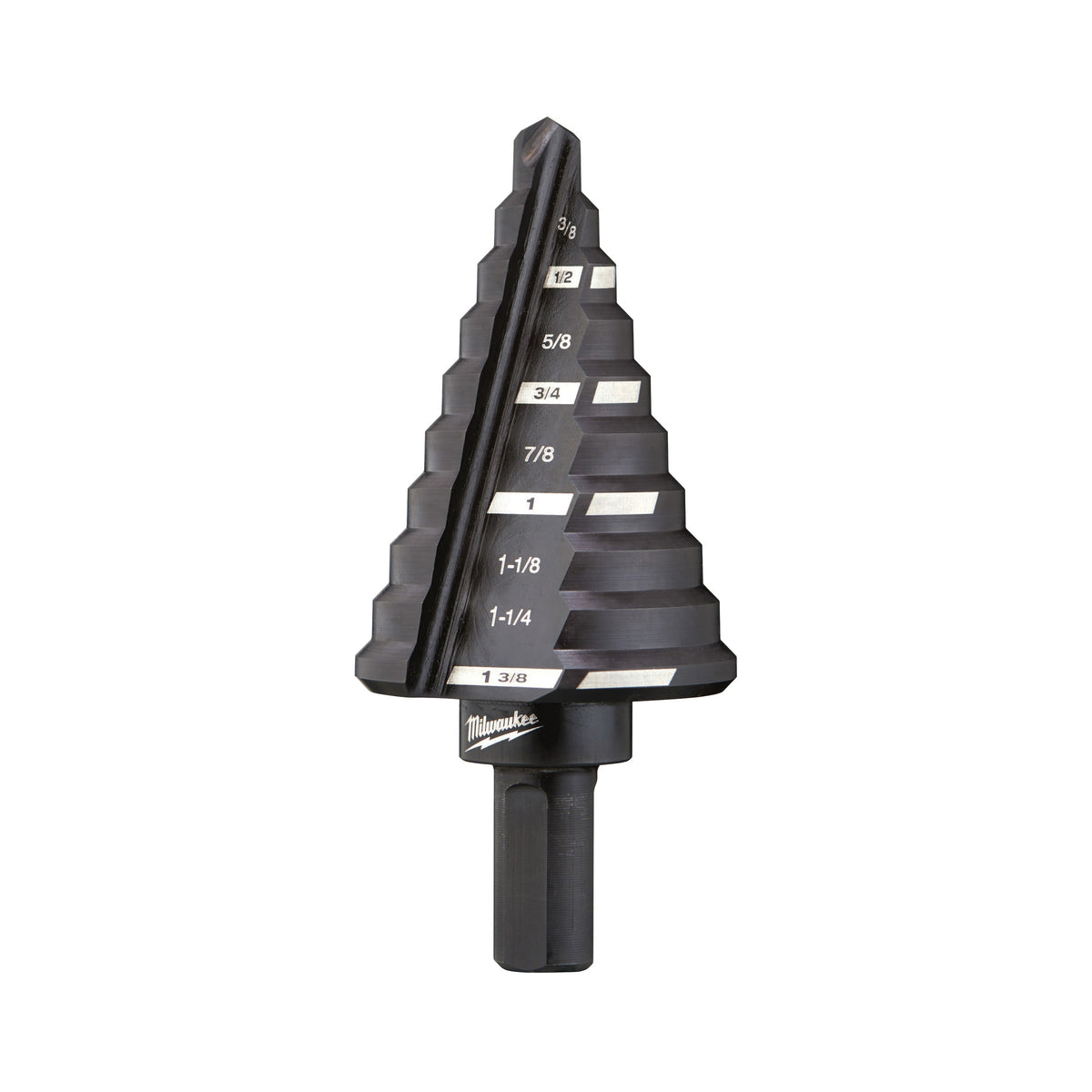 Milwaukee 48-89-9205 #5 Step Drill Bit, 1/4 to 1-3/8 in Dia, 3-3/64 in OAL, Straight Flute, 2-Flute