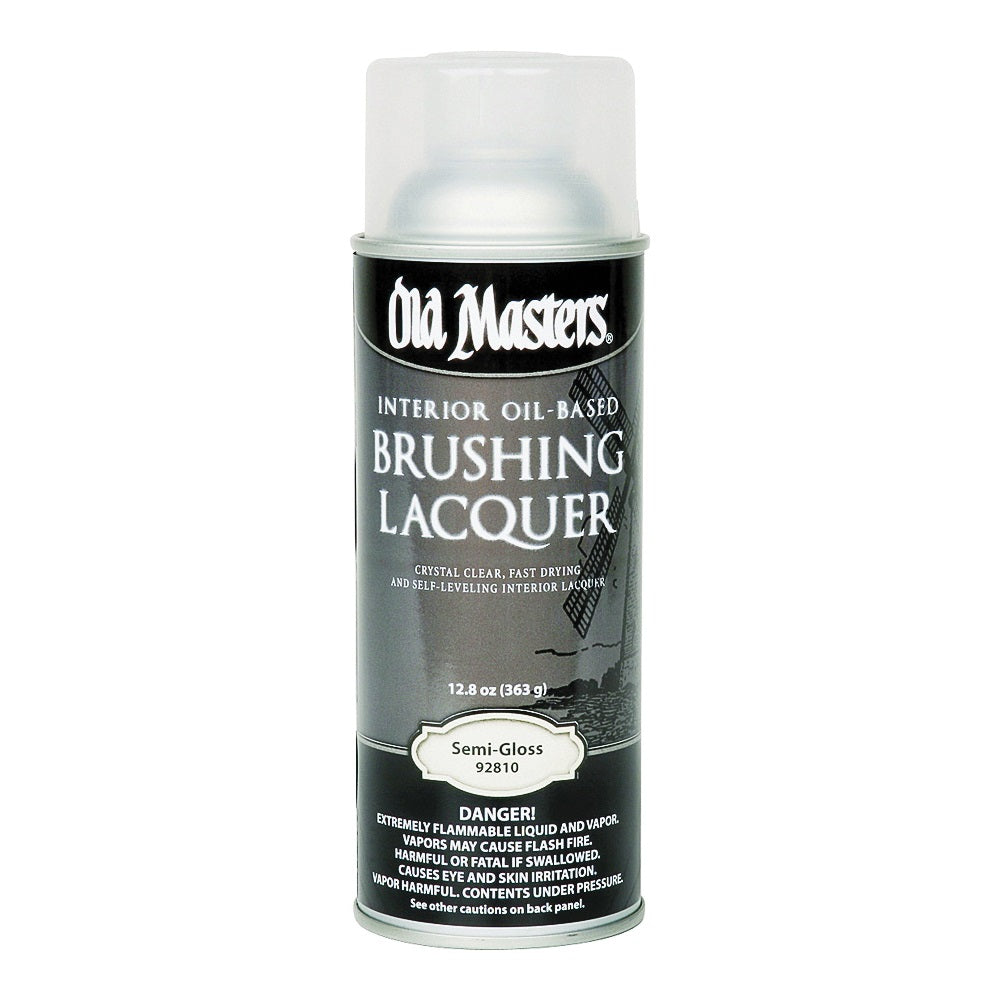 Old Masters 92810 Brushing Lacquer, Semi-Gloss, Liquid, Crystal Clear, 13 oz, Aerosol Can