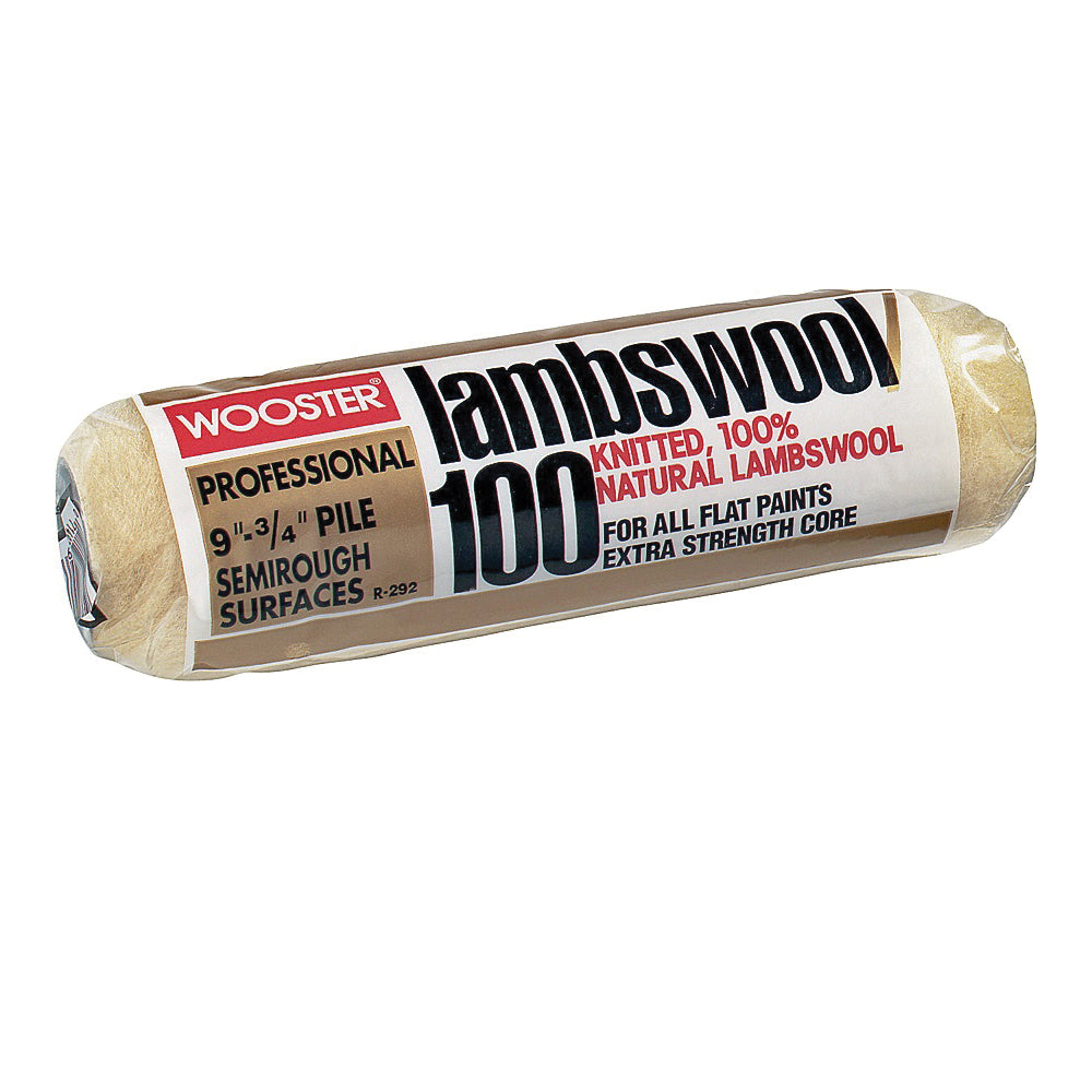 WOOSTER R292-9 Paint Roller Cover, 3/4 in Thick Nap, 9 in L, Knit Lambs Wool Cover, Buff
