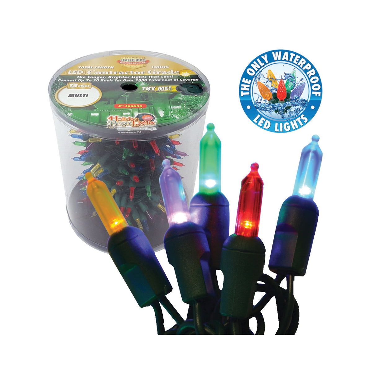 Holiday Bright Lights LED-T5R150-MU Reel Light Set, 150-Lamp, LED Lamp, Multi-Color Lamp