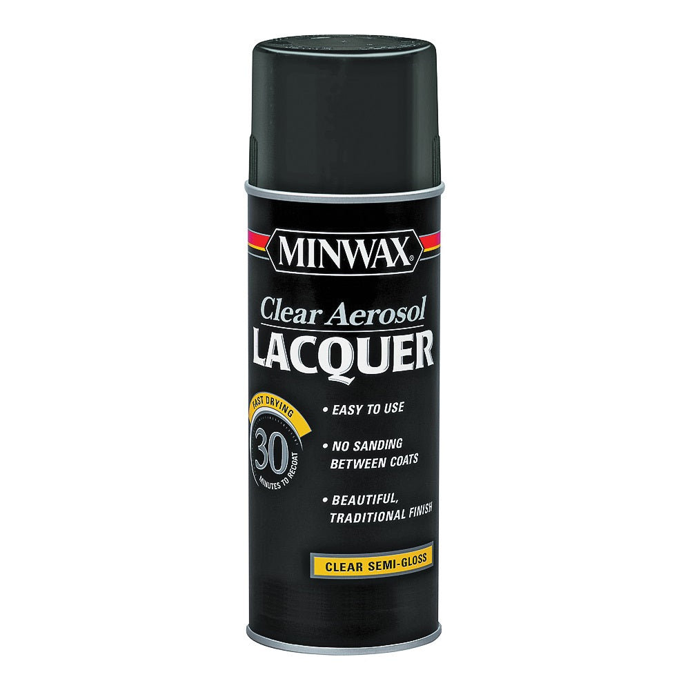 Minwax 152050000 Brushing Lacquer, Semi-Gloss, Liquid, Clear, 12 oz, Aerosol Can