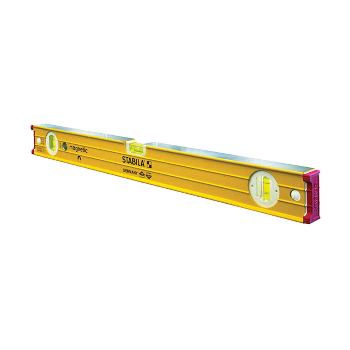 Stabila 38624 I-Beam Level, 24 in L, 3-Vial, Magnetic, Aluminum, Yellow