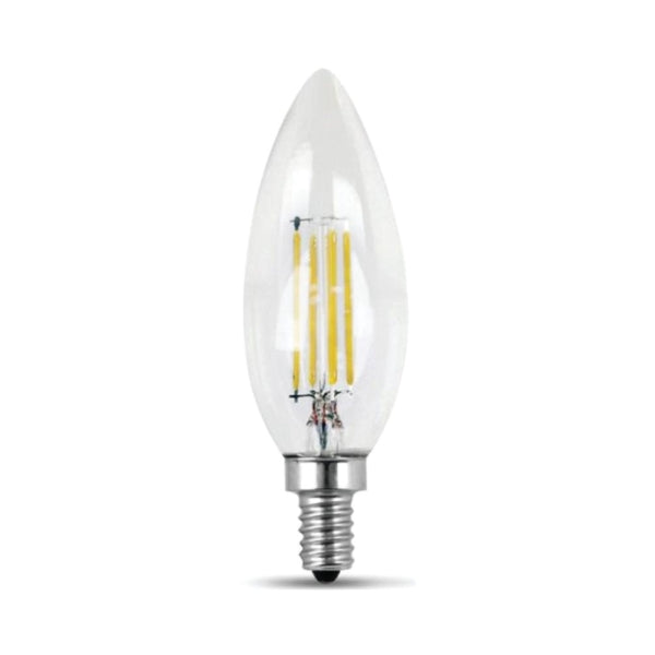 Feit Electric BPCTC60/827/LED/2 LED Lamp, Specialty, Torpedo Tip Lamp, 60 W Equivalent, E12 Lamp Base, Dimmable, Clear