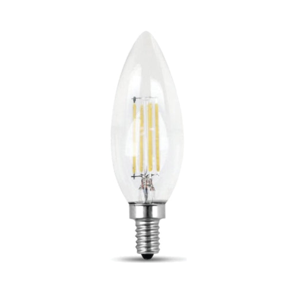 Feit Electric BPCTC60/850/LED/2 LED Lamp, Specialty, Torpedo Tip Lamp, 60 W Equivalent, E12 Lamp Base, Dimmable, Clear