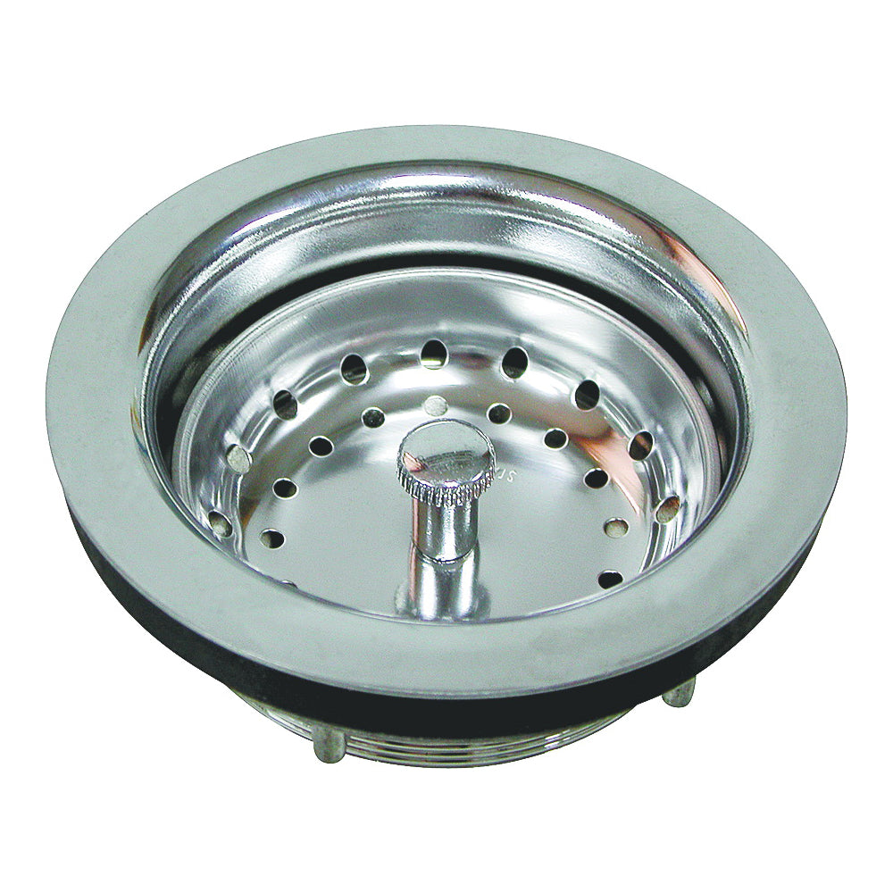 ProSource PMB-131 Basket Strainer, 3-1/2 in Dia, Chrome, For: 3-1/2 in Dia Opening Sink