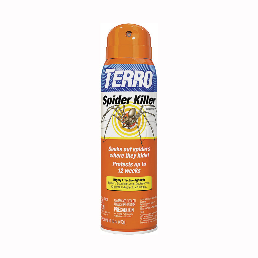 TERRO T2302-6 Spider Killer Spray, Liquid, Spray Application, 16 oz Package, Aerosol Can