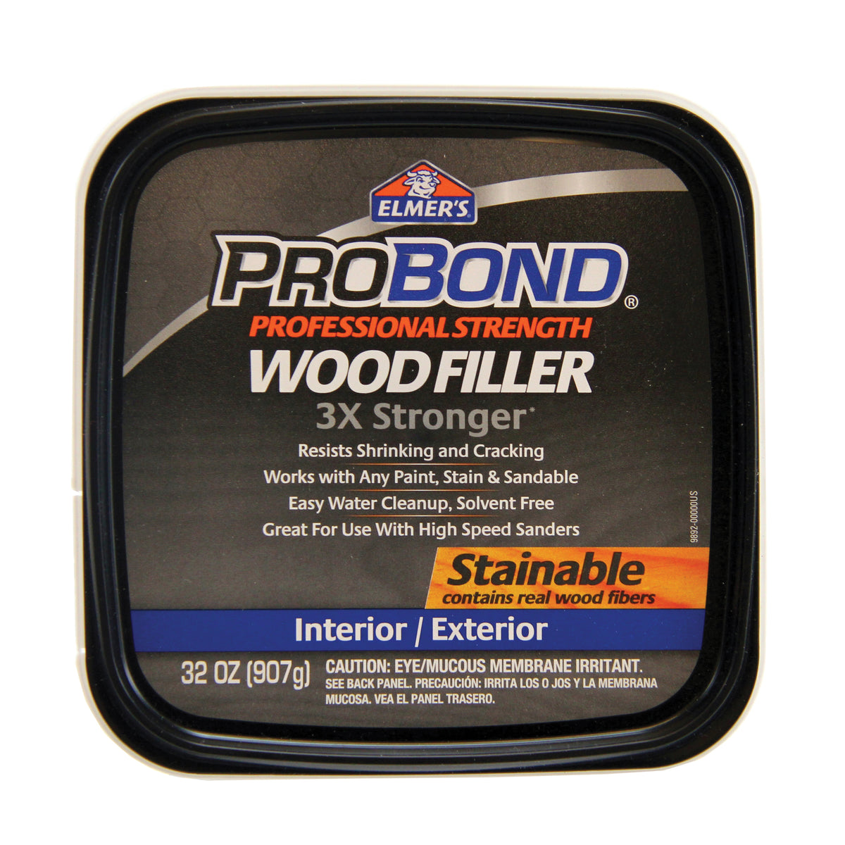 Elmers P9892 Wood Filler, Paste, Mild Acrylic, 1 qt Tub