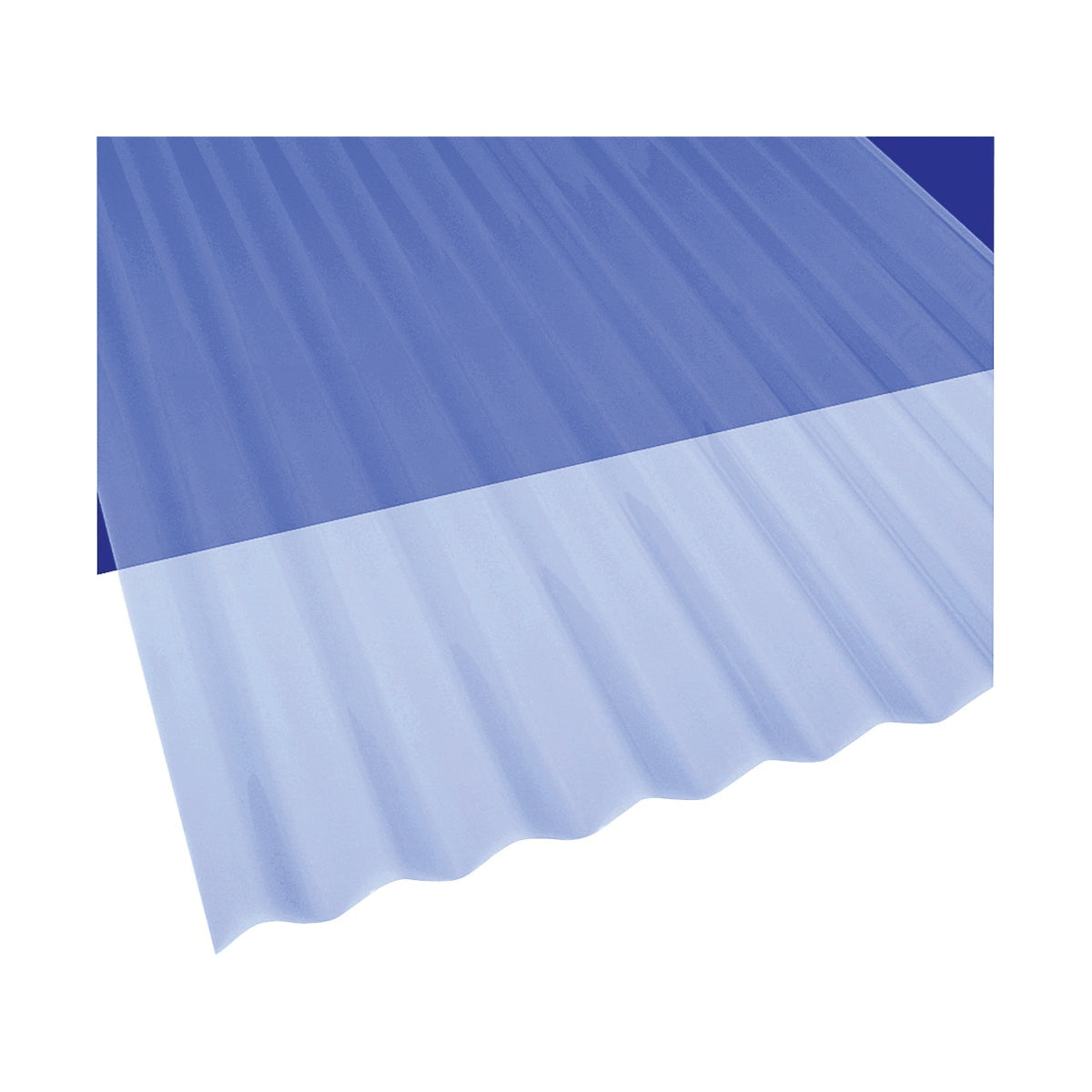 Sun N Rain 106632 Corrugated Roofing Panel, 10 ft L, 26 in W, PVC, Clear Blue