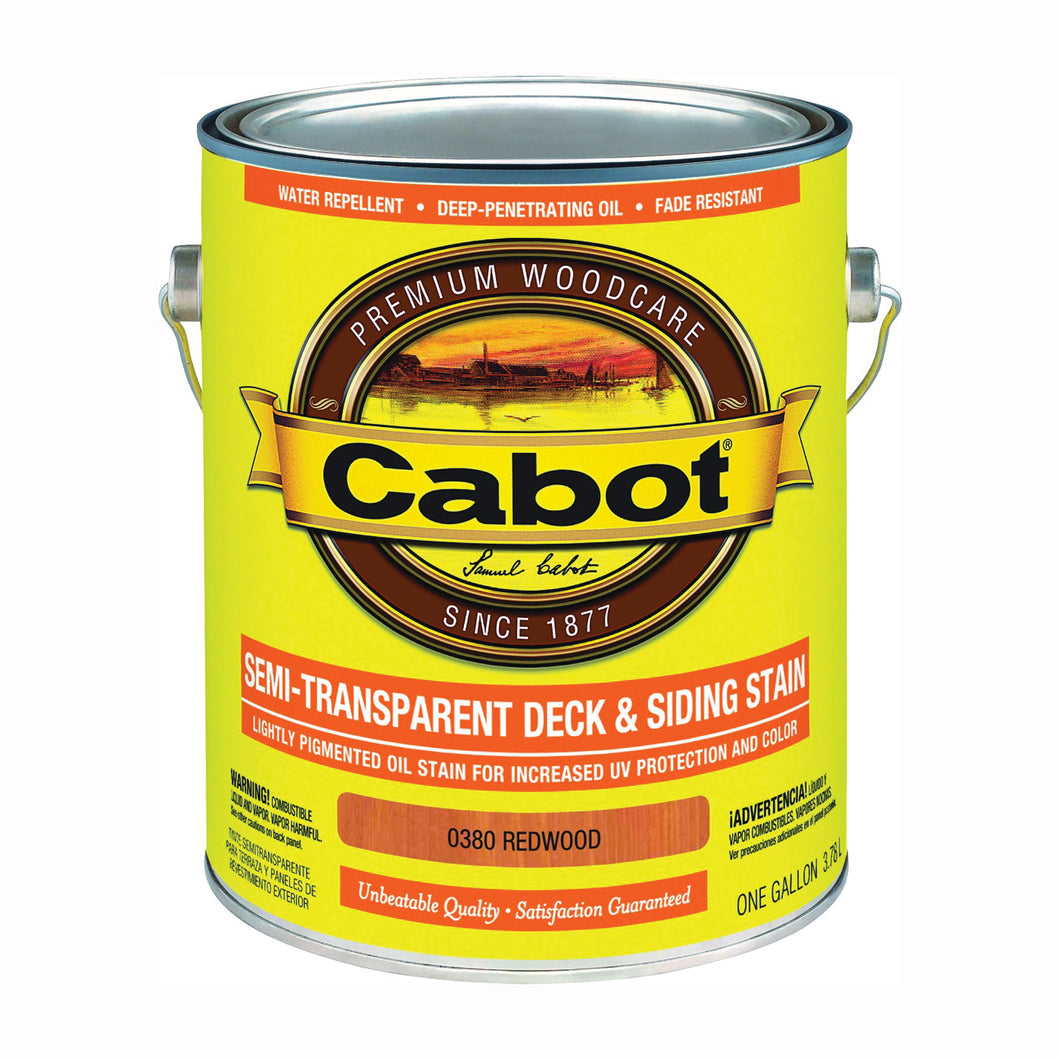 Cabot 140.0000380.007 Deck and Siding Stain, Redwood, Liquid, 1 gal