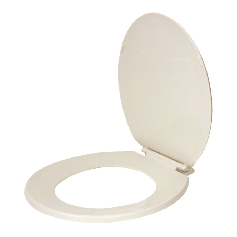 ProSource KJ-883A1-BN Toilet Seat, Round, Plastic, Bone, Plastic Hinge