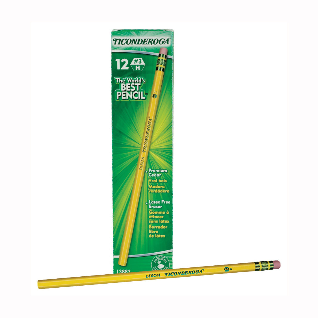 TICONDEROGA 13883 Pencil, Medium Hard Lead, Wood Barrel