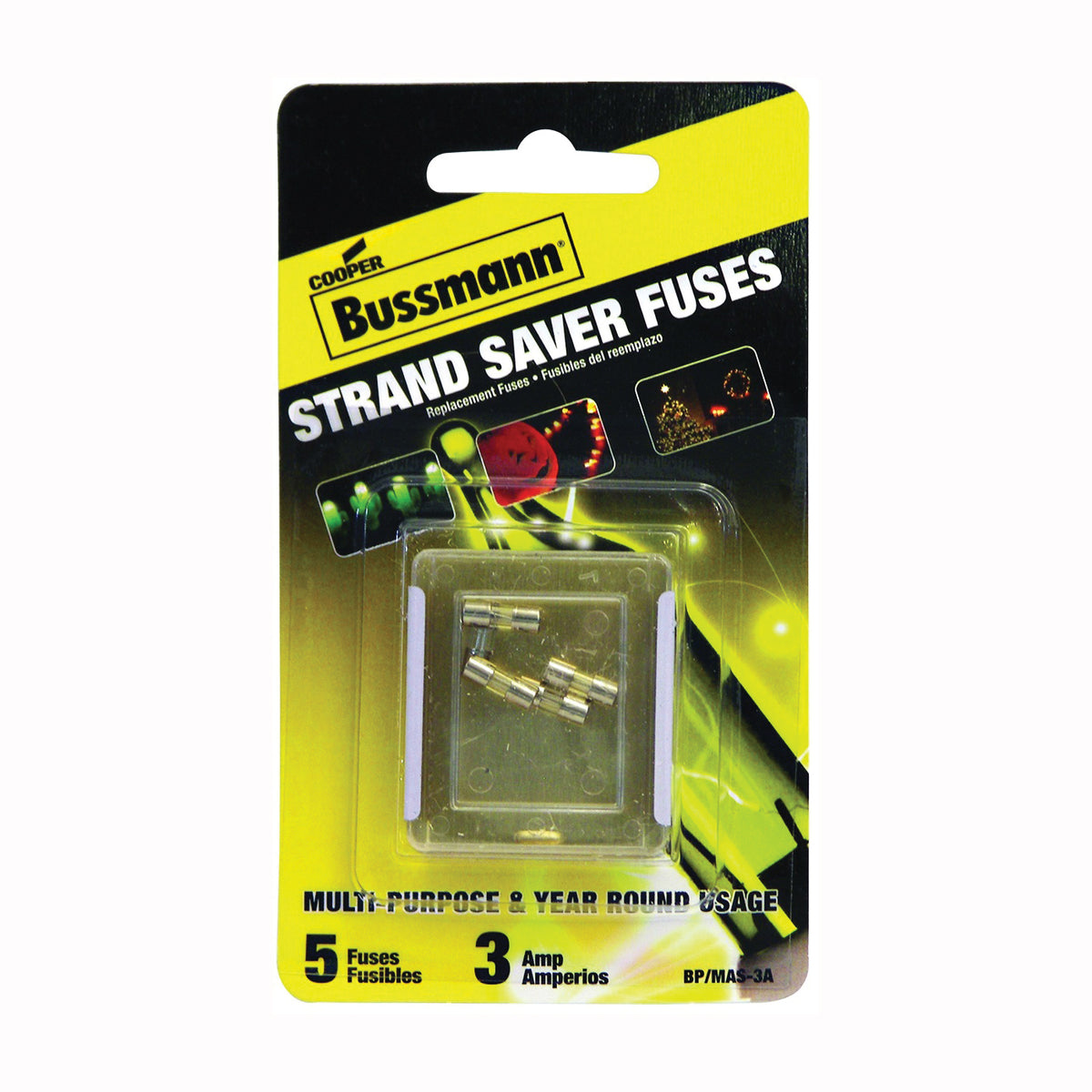 Bussmann BP/MAS-3A Fast Acting Fuse, 3 A, Glass Body