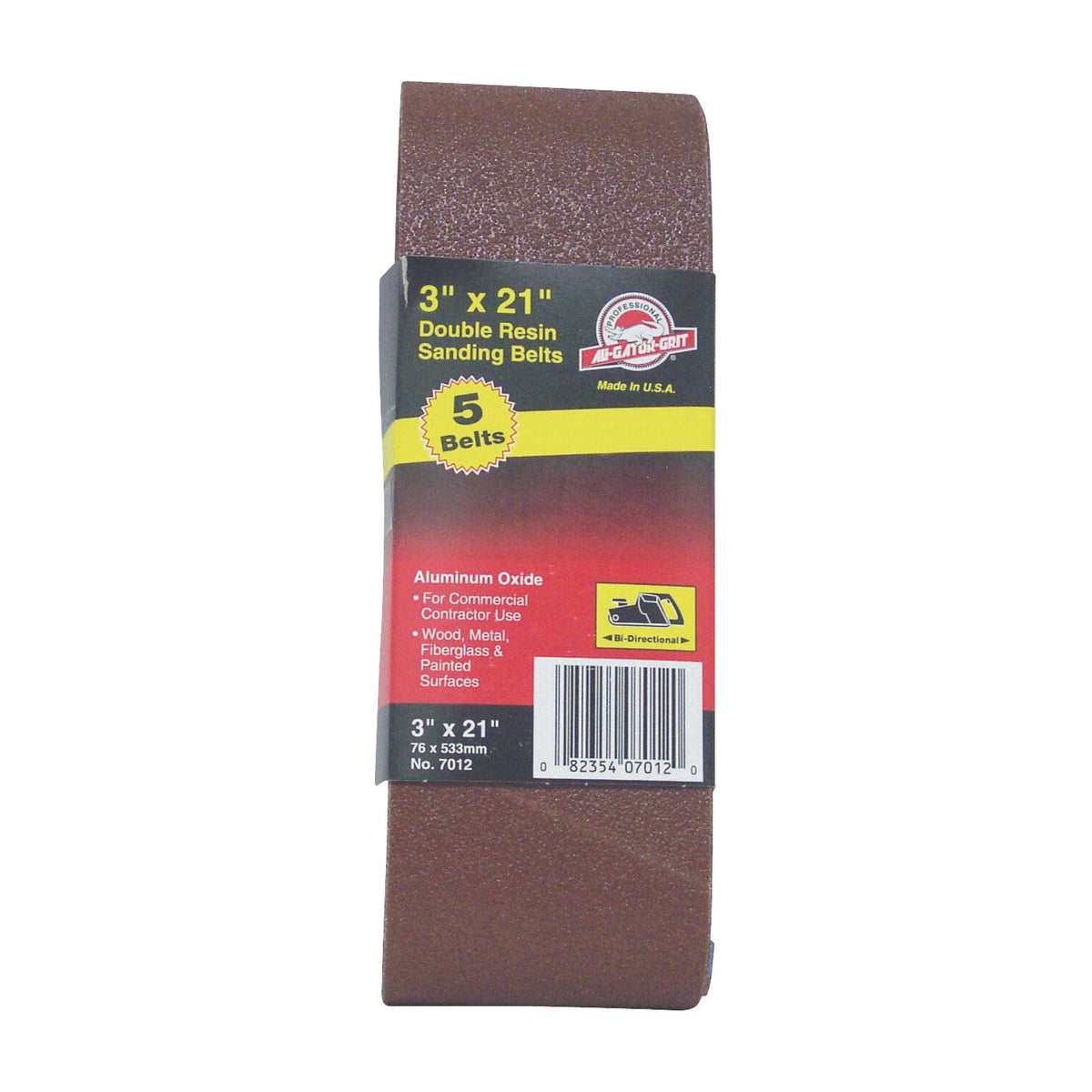Gator 7011 Sanding Belt, 3 in W, 21 in L, 80 Grit, Medium, Aluminum Oxide Abrasive