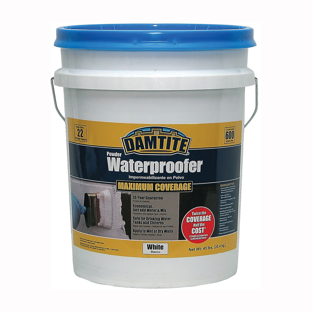 DAMTITE 01451 Powder Waterproofer, White, Powder, 45 lb Pail