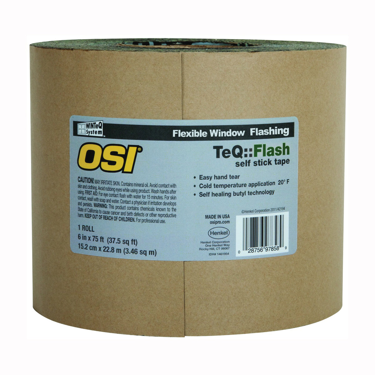 OSI 1020002 Window Flashing Tape, 100 ft L, 9 in W, Black, Self-Adhesive