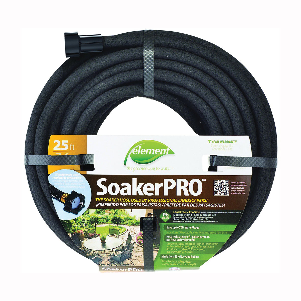 SWAN ELSP38025 Soaker Hose, 25 ft L, Rubber, Black