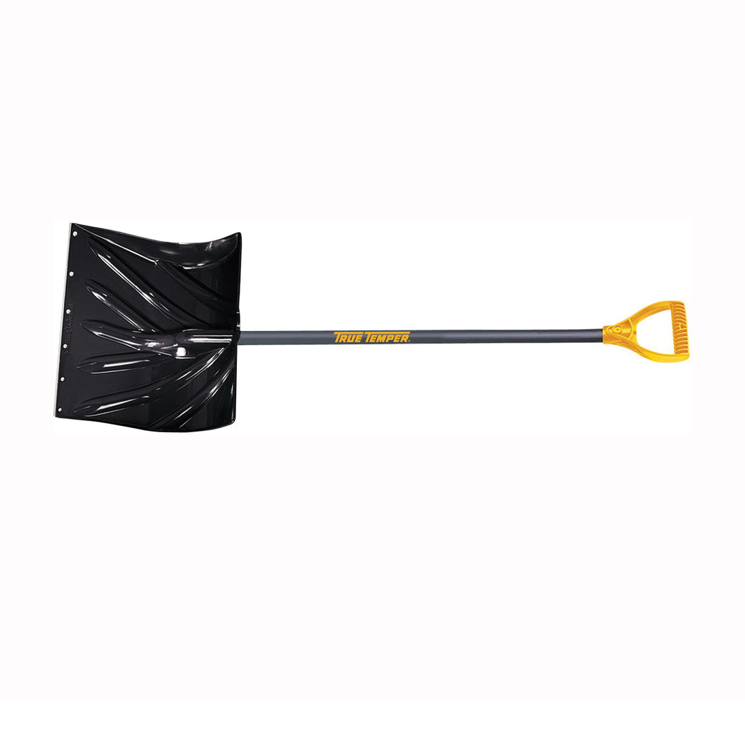 TRUE TEMPER 1627200 Snow Shovel, 18 in W Blade, 13-1/2 in L Blade, Combo Blade, Polyethylene Blade, Steel Handle