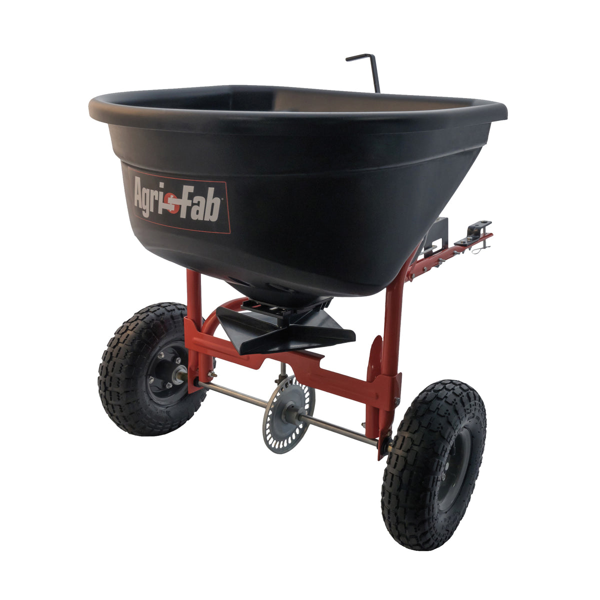 AGRI-FAB 45-0527 Broadcast Spreader, 17,500 sq-ft Coverage Area, 110 lb Hopper, Poly Hopper, Pneumatic Wheel