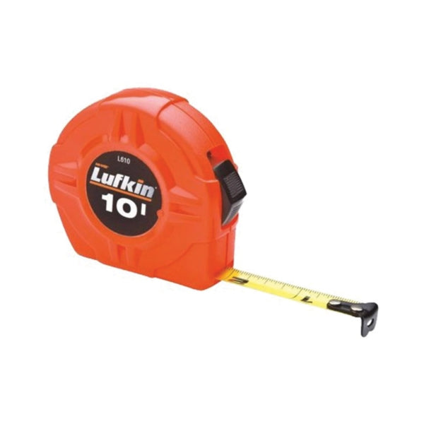 Crescent Lufkin L610 Tape Measure, 10 ft L Blade, 1/2 in W Blade, Steel Blade, ABS Case, Orange Case