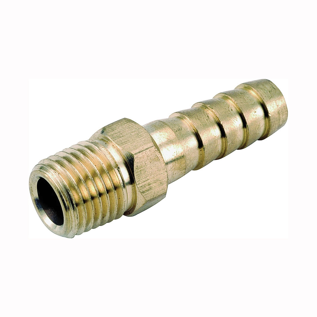 Anderson Metals 129 Series 757001-0606 Hose Adapter, 3/8 in, Barb, 3/8 in, MPT, Brass