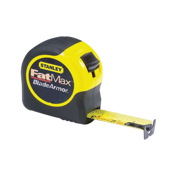 STANLEY 33-730 Measuring Tape, 30 ft L Blade, 1-1/4 in W Blade, Steel Blade, ABS Case, Black/Yellow Case