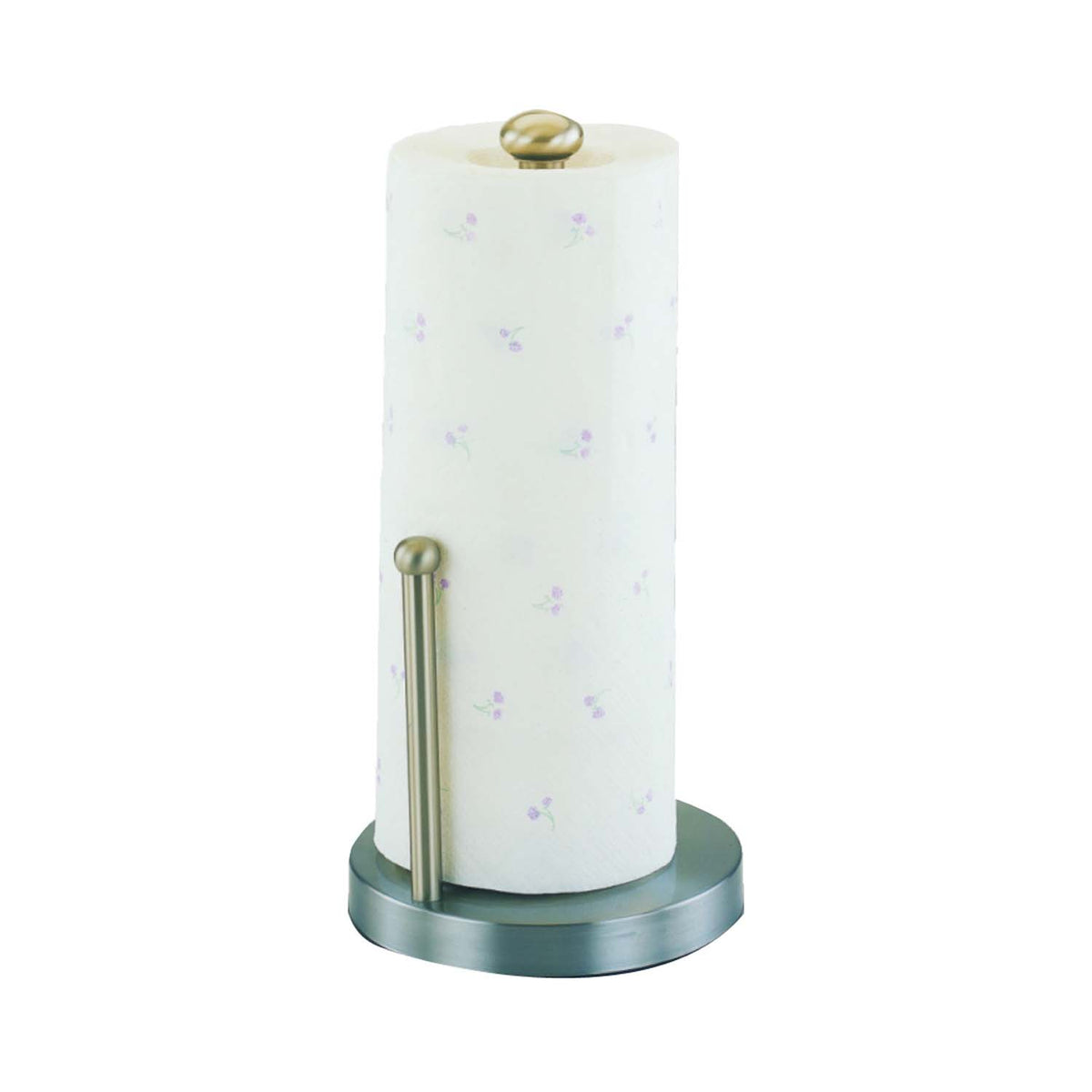 Simple Spaces L1070-26-02-M Paper Towel Holder, 3/4 in Dia Rod, 12 in L Rod, Satin Nickel