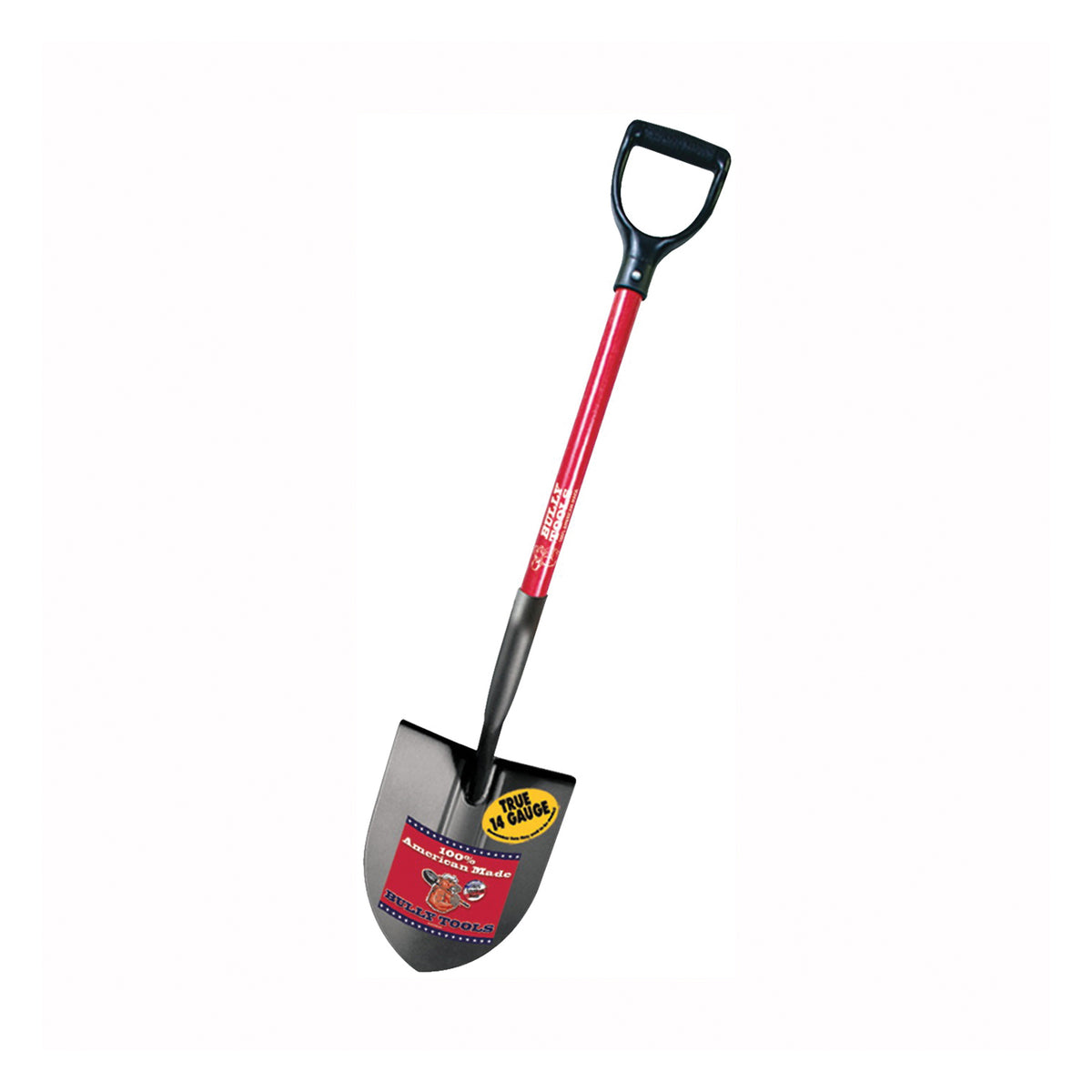 BULLY Tools 82510 Digging Shovel, 9 in W Blade, 14 ga Gauge, American Steel Blade, Fiberglass Handle, D-Shaped Handle