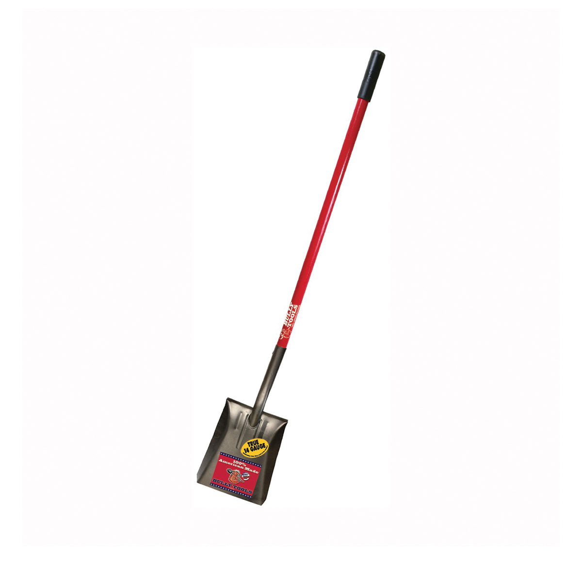 BULLY Tools 82525 Square Point Shovel, 9-1/2 in W Blade, 14 ga Gauge, American Steel Blade, Fiberglass Handle