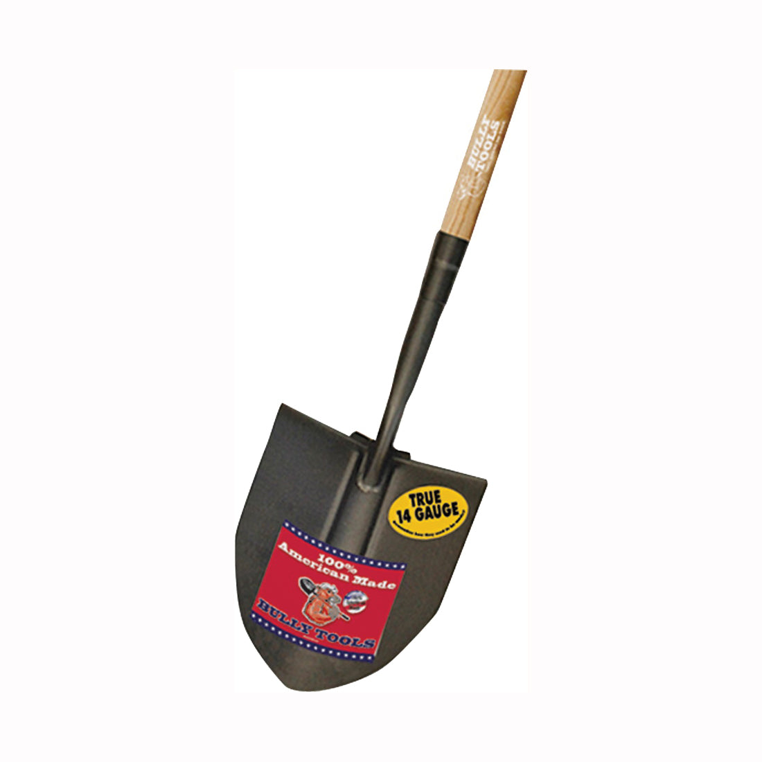 BULLY Tools 92718 Irrigation Shovel, 8-1/2 in W Blade, 14 ga Gauge, Steel Blade, Wood Handle, Long Handle