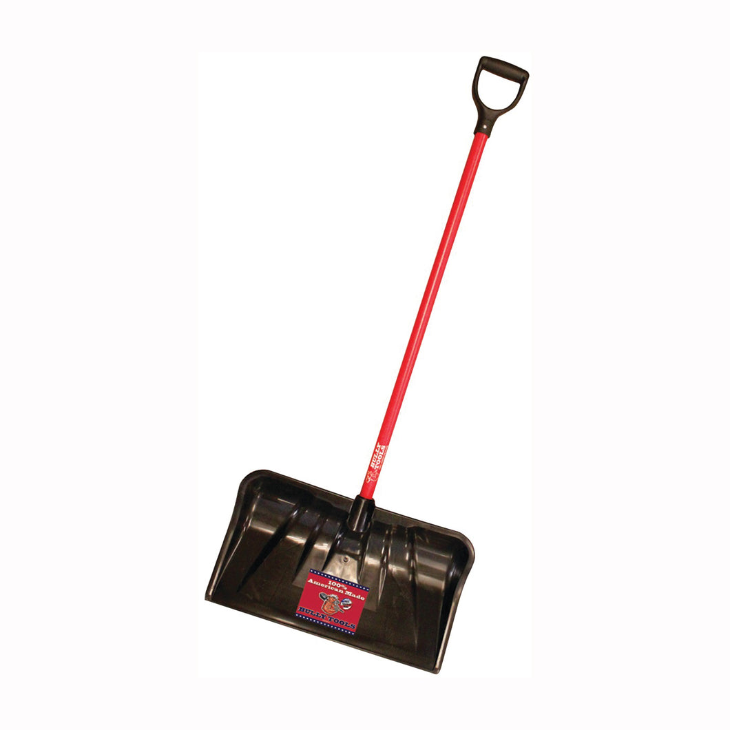 BULLY Tools 92814 Snow Shovel, 22 in W Blade, 19-3/4 in L Blade, Plastic Blade, Fiberglass Handle, 56 in OAL