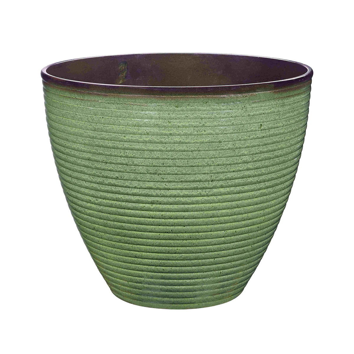 Landscapers Select Wave Planter, 15 in Dia, Round, Resin, Green Wave