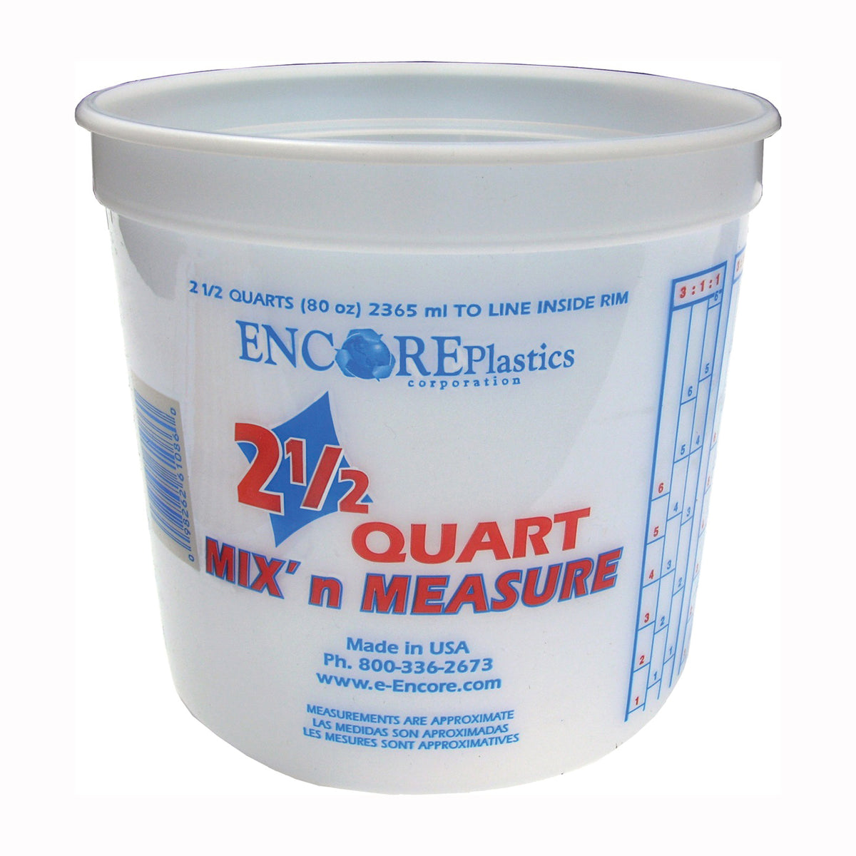 ENCORE Plastics 300344 Paint Container, 2.5 qt Capacity, Plastic