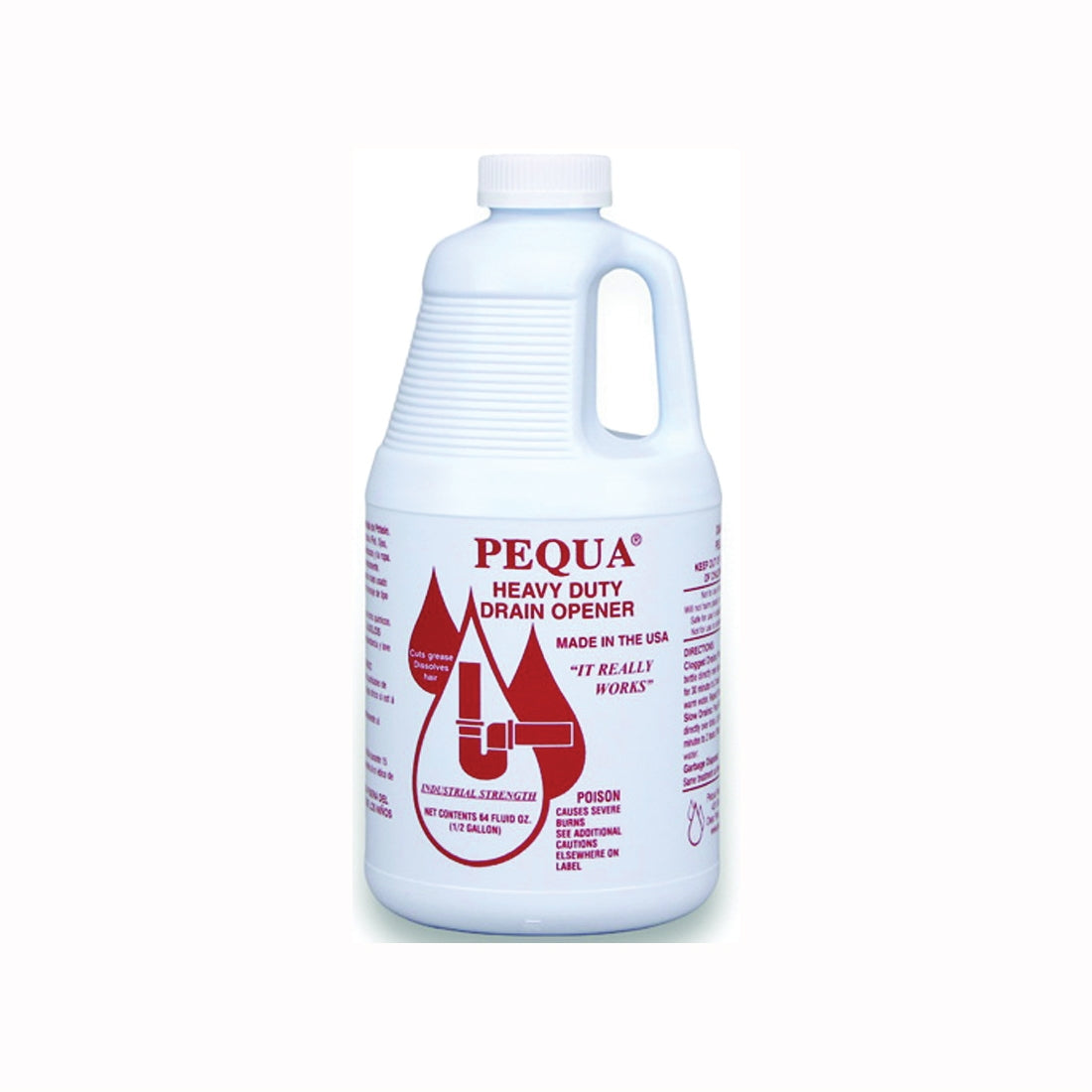 Pequa P-10264 Drain Opener, Liquid, Clear, Odorless, 0.5 gal Bottle