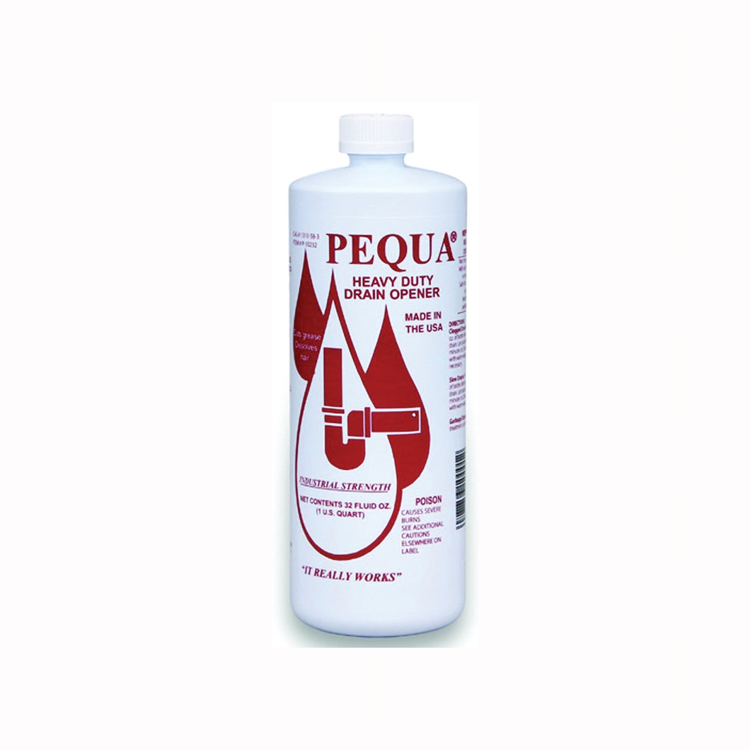 Pequa P-10232 Drain Opener, Liquid, Clear, Odorless, 1 qt Bottle