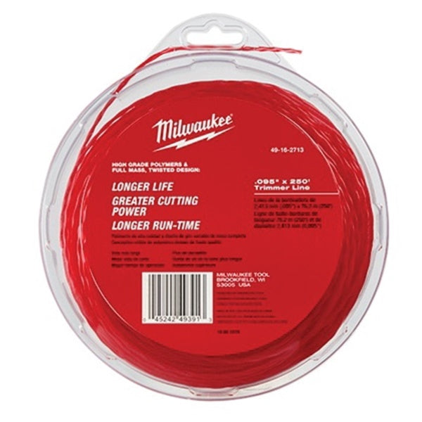 Milwaukee 49-16-2713 Trimmer Line, 0.095 in Dia, 250 ft L, Polymer, Black