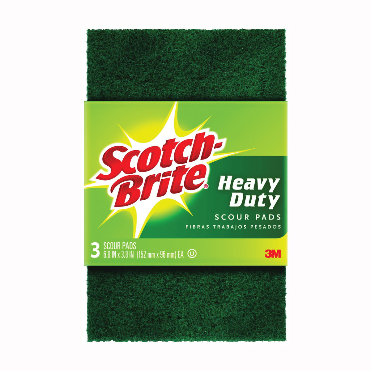 Scotch-Brite 223-7 Scour Pad, 6 in L, 3.8 in W, Green