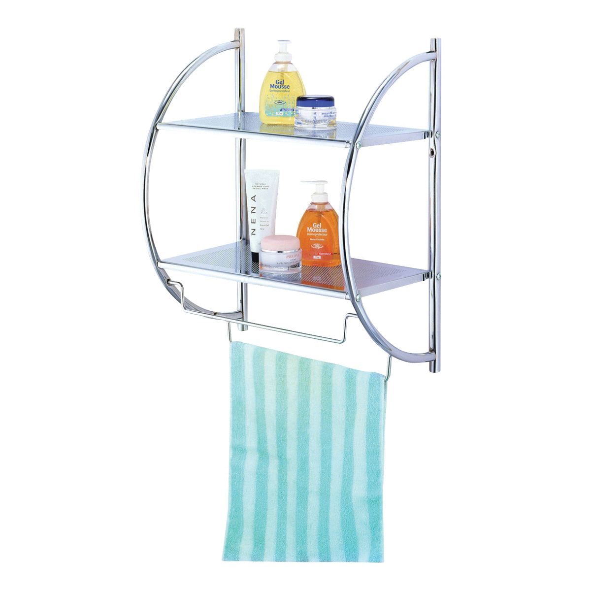 Simple Spaces Y19-CH Bathroom Rack, 8.8 lb Each Shelf, 8.8 lb Each Towel Rack Max Weight Capacity, 1-Shelf, Metal
