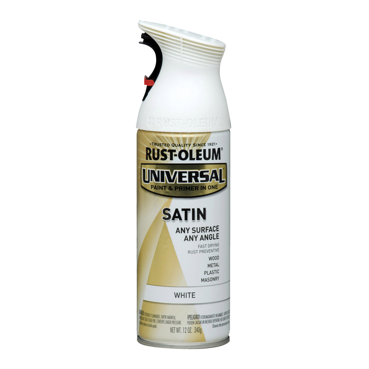 RUST-OLEUM UNIVERSAL 245210 Satin Spray Paint, Satin, White, 12 oz, Aerosol Can