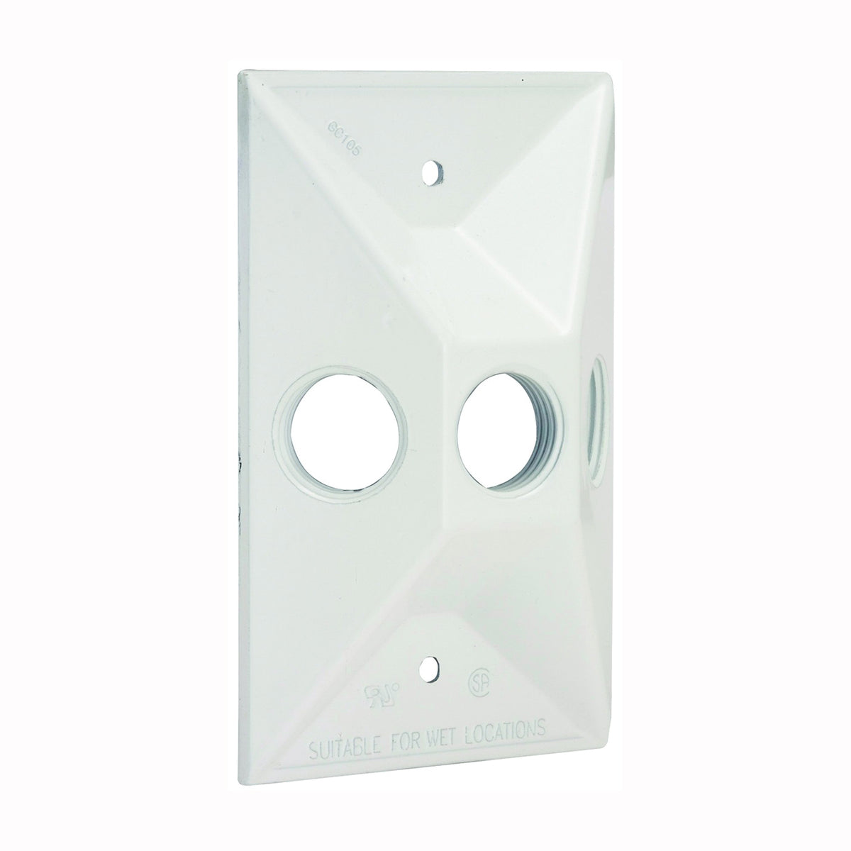 HUBBELL 5189-1 Cluster Cover, 4-19/32 in L, 2-27/32 in W, Rectangular, Zinc, White, Powder-Coated