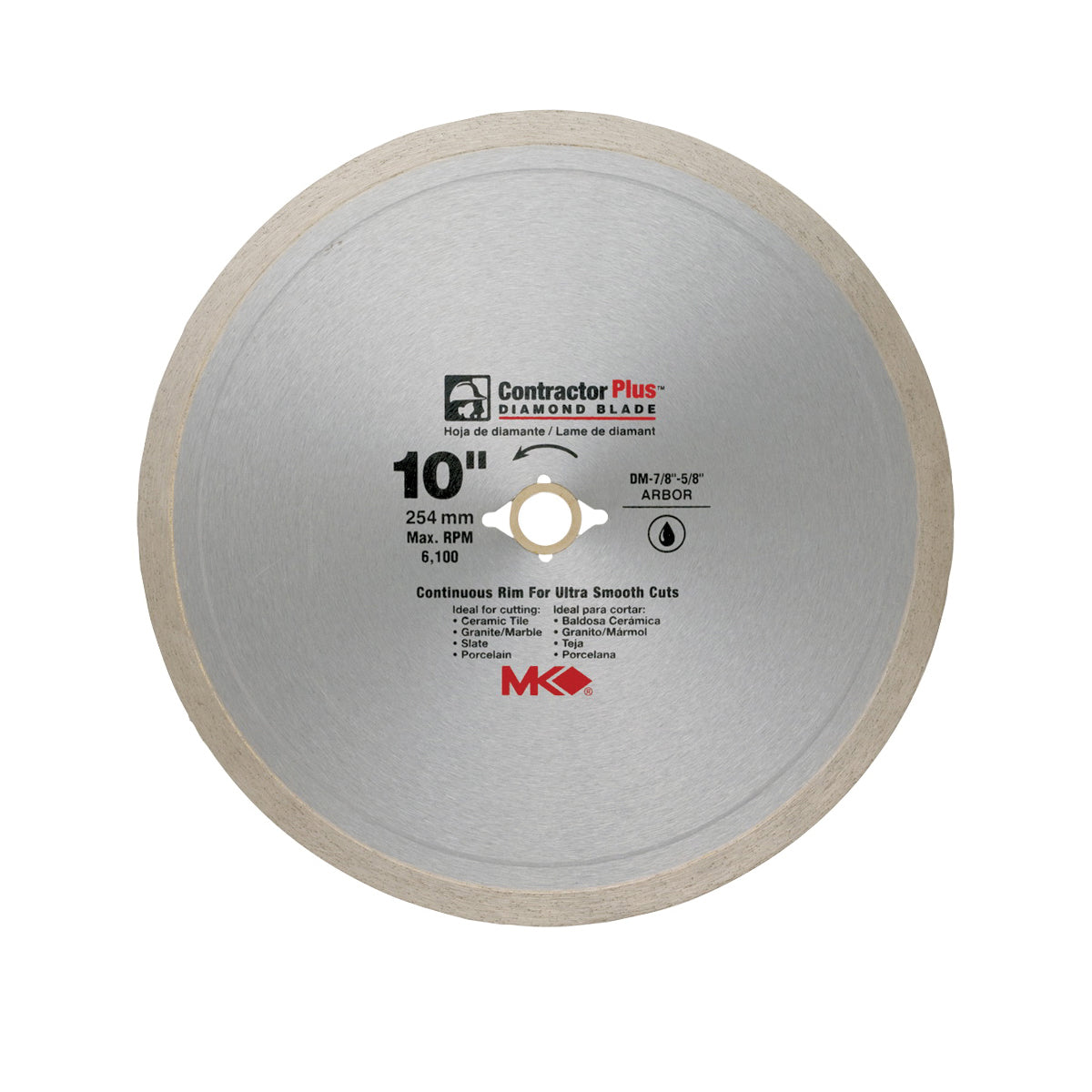 MK 167010 Circular Saw Blade, 10 in Dia, 5/8 in Arbor, Diamond Cutting Edge
