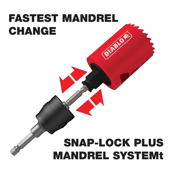 Diablo DHS2563CT Hole Saw, 2-9/16 in Dia, 2-3/8 in D Cutting, Carbide Cutting Edge