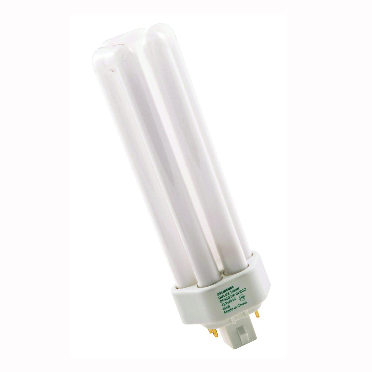 Sylvania 20871 Compact Fluorescent Bulb, 42 W, T4 Lamp, GX24Q-4 Lamp Base, 2670 Lumens, 3500 K Color Temp, White Light