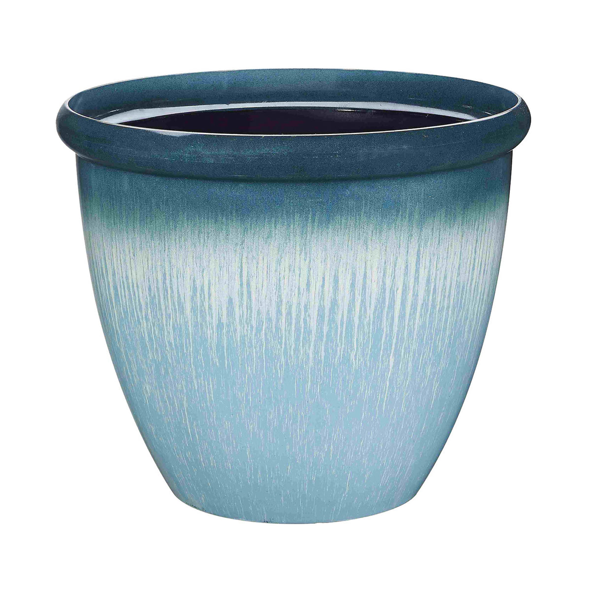 Landscapers Select Egg Rim Planter, 15 in Dia, Round, Resin, Blue Drip