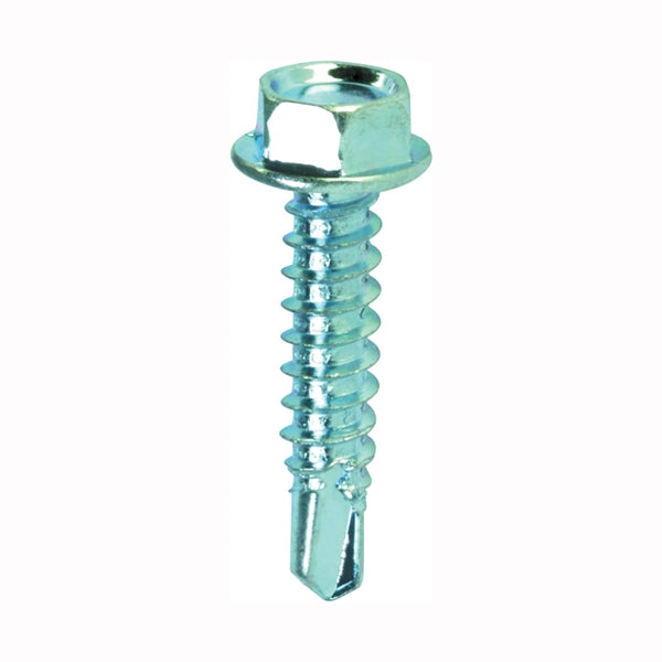 Teks 21348 Screw, #12 Thread, 2 in L, Coarse Thread, Hex Drive, Self-Drilling, Self-Tapping Point, Steel, Zinc