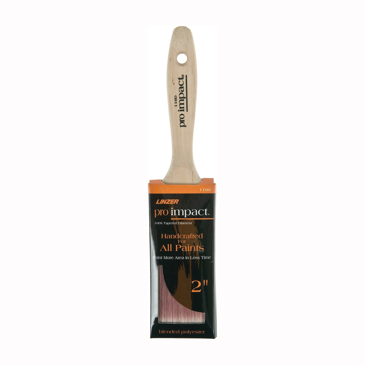 Linzer WC 1160-2 Paint Brush, 2 in W, 2-1/2 in L Bristle, Polyester Bristle, Beaver Tail Handle