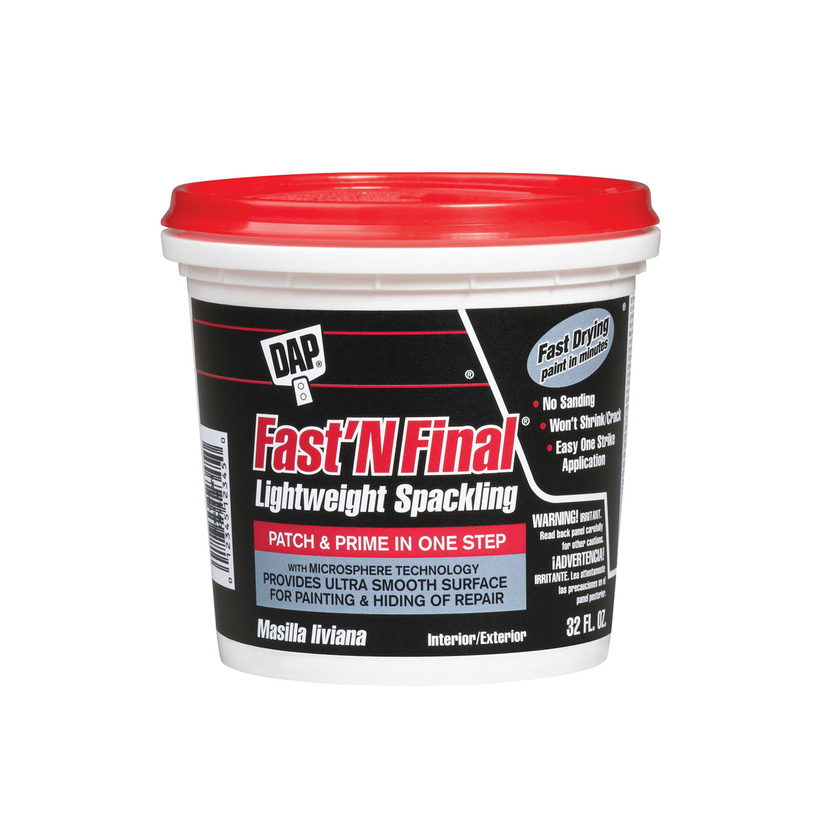 DAP 12140 Spackling Paste White, White, 1/2 pt Tub