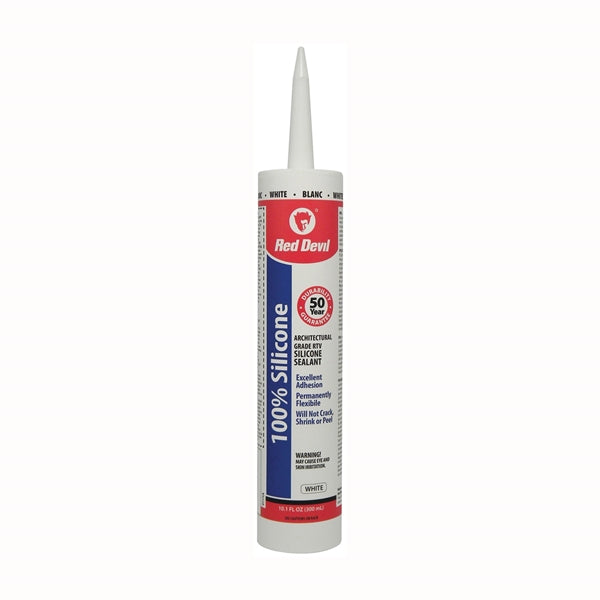Red Devil 0117CA Silicone Sealant, White, 9 oz Cartridge